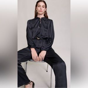 Maje Black Satin Jumpsuit Size 40